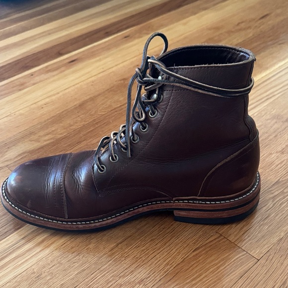 Oak Street Bootmakers Cap-Toe Trench Brown Leather Boots - Picture 6 of 9